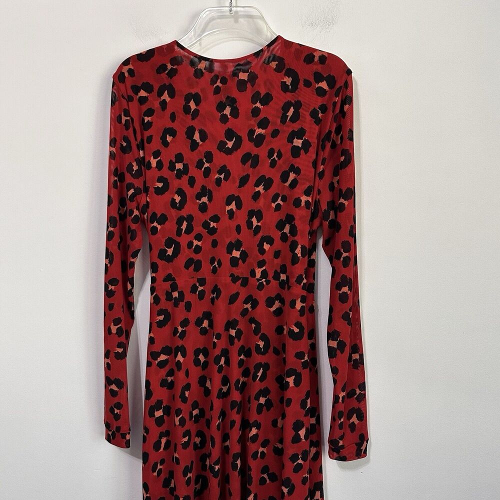 CAbi Red Siren Mesh Long Sleeve Leopard Wrap Dress M Cardigan Duster Trendy 5771 - Picture 6 of 7